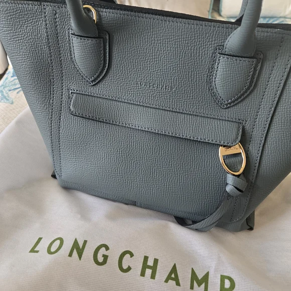 Authentic Longchamp Large Mailbox  Leather Tote Bag in Slate Blue - Picture 2 of 8